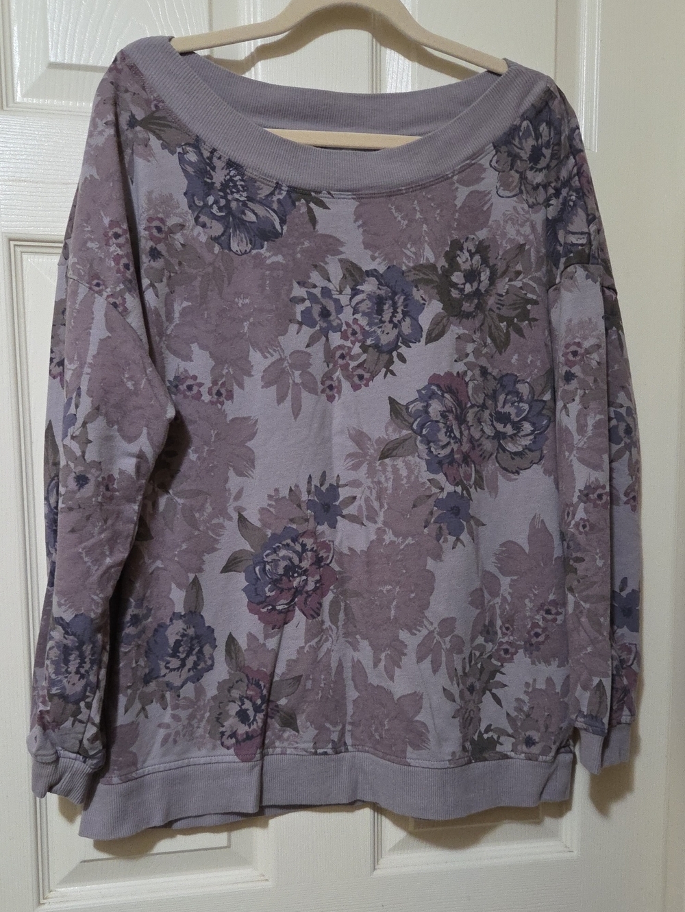 Maurices Lavender Floral Off-the-Shoulder Sweater